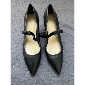 Via Spiga Black Leather Mary Jane Pumps Heels SZ  US 10.5M/ EU 40.5 NWOB (READ)